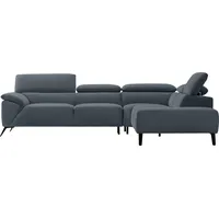 Nicoletti Home Ecksofa, Breite 287 cm, verstellbare Kopfstütze, Ottomane links oder rechts, blau