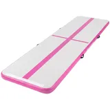 ECD Germany Aufblasbare Gymnastikmatte Airtrack 4m, Rosa, 10 cm Dicke, Tumbling Matte Air Matte Track Trainingsmatte Fitnessmatte Sportmatte Yogamatte mit Tragetasche & elektr. Luftpumpe