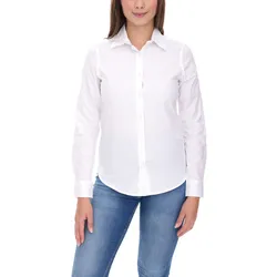 ELEVATE Hamell Langarm-Hemd schlichtes Damen Blusen-Hemd Popelin Bluse 3816901 Weiß - XXL