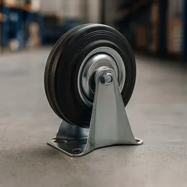 Wiltec Bockrollen Set 4x Transportrolle Ø125mm mit Vollgummirad, Metallfelge und Anbauplatte bis 100kg pro Rad, Apparaterollen Möbelrollen leiser...