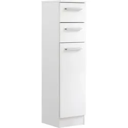 Unterschrank SAPHIR "Quickset 335 Badschrank, 1 Wäschekippe, 2 Schubladen, 30 cm breit", weiß, B:30cm H:119cm T:33cm, Spanplatte, Schränke, Badezimmer-Unterschrank, Weiß Glanz, Griffe in Chrom Glanz
