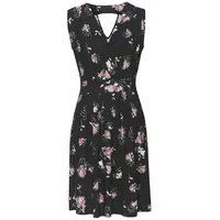 VIVANCE Jerseykleid Damen schwarz-mauve bedruckt Gr.46