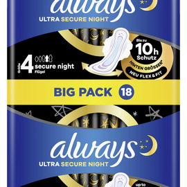 Always Ultra Secure Night Binden mit Flügeln Big Pack - 18.0 Stück