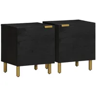 VidaXL Nachttische 2 Stk. Schwarz 40x33x46 cm Massivholz Mango