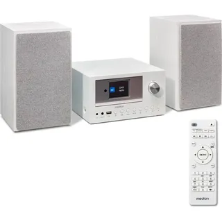Medion P85003 Micro Audio System Kompaktanlage (Internetradio, DAB+, PLL UKW Radio, Bluetooth, USB Anschluss, AUX, 2x150 W) weiß