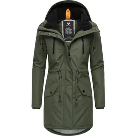 Ragwear Damen, Wintermantel Warmer atmungsaktiver und wasserdichter Winterparka mit Kapuze Elsien YOUMODO Dark Olive Gr. L (40), grün (olivgrün), Obermaterial: 100% Polyester. Innenfutter: 100% Polyester. Wattierung: 100% Polyester, tailliert ca.