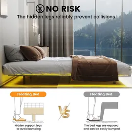 COMHOMA Bettrahmen Metallbett Gästebett Bettgestell aus Metall, mit LED & Steckdosen, Jugendbett 120x190, App & Fernbedienung, stabile Konstruktion