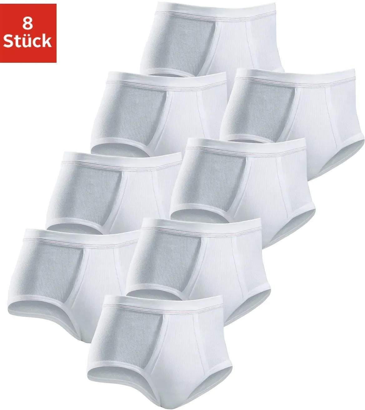 Slip CLIPPER, Herren, Gr. 3, 8 Stk., weiß, Doppelripp, Obermaterial: 100% Baumwolle, unifarben, körpernah, Unterhosen Slip, schlichtes Basic für jeden Tag aus Doppelripp