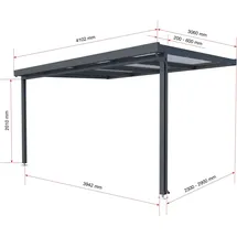 Gutta Terrassendach Premium 410 x 306 cm anthrazit / Polycarbonat opal weiß
