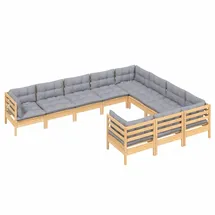 vidaXL Garten-Lounge-Set 10-tlg. grau Kiefernholz