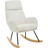 Carryhome Schaukelsessel, Natur, Schwarz, Weiß, Textil, Kautschukholz, massiv, 70x102x83 cm, Wohnzimmer, Sessel, Polstersessel