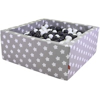 Knorrtoys Bällebad soft grey white stars eckig inkl. 100 Bälle grey/creme