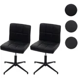 Mendler Einzelst�ck | 2er-Set Esszimmerstuhl Kavala II, Küchenstuhl, höhenverstellbar Drehmechanismus ~ Kunstleder schwarz, Fuß schwarz
