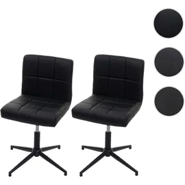 Mendler Einzelst�ck | 2er-Set Esszimmerstuhl Kavala II, Küchenstuhl, höhenverstellbar Drehmechanismus ~ Kunstleder schwarz, Fuß schwarz