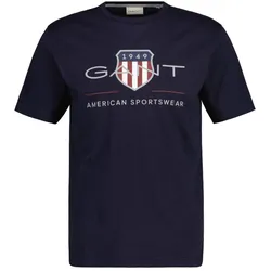 GANT Herren T-Shirt - REGULAR ARCHIVE SHIELD, Rundhals, kurzarm, Baumwolle, Print Blau 2XL