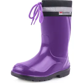 Ladeheid Kinder Gummistiefel mit Stulpe Regenstiefel für Jungen und Mädchen LA-972 (Violett/Schwarz, 33 Eu) - 33