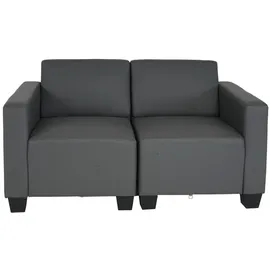 MCW Couch Kunstleder 2-Sitzer Dunkelgrau