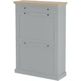 dorel home furnishings Schuhschrank 2 Klappen 1 Schublade 80 x 100 x 35 cm grau / grau