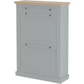 dorel home furnishings Schuhschrank 2 Klappen 1 Schublade 80 x 100 x 35 cm grau / grau