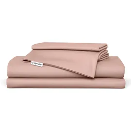 Wolkenfeld Mako-Satin Bettwäsche 220x240 rosa, & Traumhaft weiche Baumwolle", - Bettwäsche-Sets - 1x Bettbezug 220x240 cm, + 2X Kissenbezug 80x80