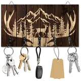 DELORIGIN Schlüsselhalter Schlüsselhaken Wandmontage Schlüsselständer Aus Holz Geweih Berge Hausschlüsselhalter Für Wand Dekorative Tür Eingangsbereich Flur Küche Neues Zuhause Geschenk