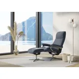 Stressless Stressless® »View«, (Set, Relaxsessel mit Hocker), mit Hocker, mit Cross Base, Größe S, M & L, Holzakzent Schwarz, blau