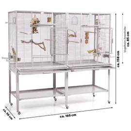 Montana Vogelkäfig Madeira Double 165 x 56 x 158 cm hellgrau