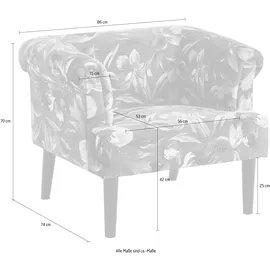 Atlantic Home Collection Sessel Charlie Samtvelours 86 x 70 x 74 cm Petrol/Bunt mit Wellenunterfederung