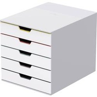 Durable Schubladenbox VARICOLOR® weiß mit bunten Farblinien 762527 DIN C4 mit 5 Schubladen