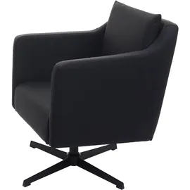 Mendler Lounge-Sessel HWC-H93b Kunstleder 72 x 80 x 72 cm Schwarz drehbar mit Kissen