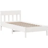 VidaXL Massivholzbett ohne Matratze Weiß 90x200 cm Kiefernholz