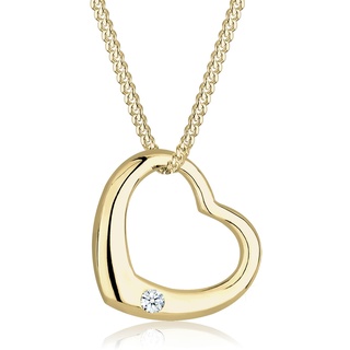 Elli DIAMONDS Halskette Damen Herz Love mit Diamant (0.03 ct.) in 375 Gelbgold