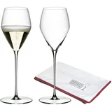 Riedel VELOCE Champagner Weinglas 2er Set + Poliertuch