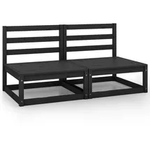 vidaXL Gartensofa 2-Sitzer Schwarz Massivholz Kiefer