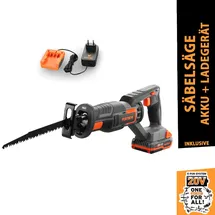 FUXTEC 20V Akku Säbelsäge FX-E1SS20 SET mit 1 x Akku 2Ah, 1 x Ladegerät 1A