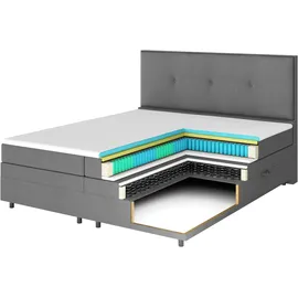 Forte Boxspringbett FORTE "Eve inkl. zwei Bettkästen und Kaltschaum Topper", beige, B:146cm L:225cm, Komplettbetten, Boxspringbett, und einer 7-Zonen-Tonnentaschen-Federkernmatratze (H3)
