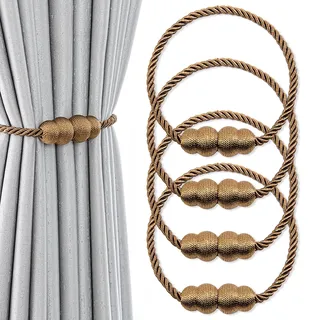 Xiuyer 4 Stück Magnetische Gardinen Raffhalter,Gardinen Halter Mit Magneten Vorhang Halter Raffhalter Für Gardinenklammern Vorhänge Zuhause Büro Dekoration Vorhang Raffhalter Gardinen (Kaffee)