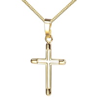 JEVELION Kreuzkette kleiner Kreuzanhänger 585 Gold - Made in Germany (Goldkreuz, für Damen und Kinder), Mit Kette vergoldet- Länge wählbar 36 - 70 cm oder ohne Kette.