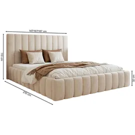 Selsey Polsterbett 140x200 mit Bettkasten, Velours, marineblau -