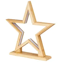 Levandeo LED Stern Holz H33cm Tischlampe Bambus Weihnachten Dekoleuchte