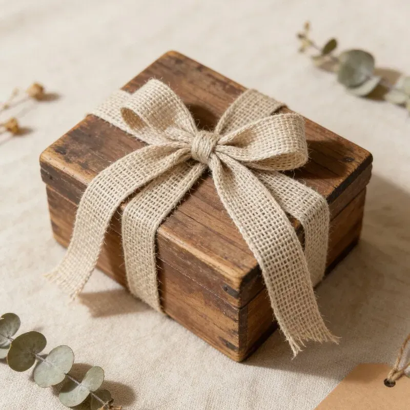 【3 € Rabatt ab 10 €】Ju7cer 2-teiliges Set: 4 m lang x 4 cm breit, Bindeband aus Jutefaserimitat mit Metallrand für handgefertigte DIY-Weihnachtskränze, dekoratives Geschenkband für Geschenkboxen