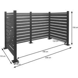 MCW Mülltonnen-Zaun MCW-K57 206 x 130 x 110 cm hellbraun