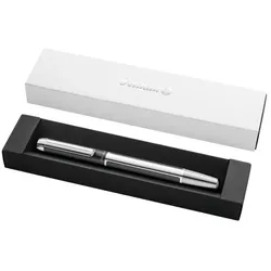 Pelikan Pura P40, Anthrazit, Satinierter Stahl, Kartuschenfüllsystem, Aluminium, Edelstahl, Fettdruck, Beidhändig