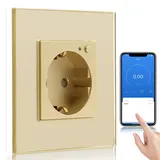 BSEED WLAN Smart Steckdose 16A mit Strommessung,1 Fach Intelligente Steckdose mit Verbrauchsmessung und Energiekosten-Messer,arbeitet mit Amazon Alexa,Google Home,Timerfunktion Gold