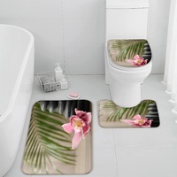 Badematten Set 3D 40x60 Zen absorbierend 3-teiliges Badezimmerteppich-Set maschinenwaschbare weich badteppich schnell trocknend badvorleger mit wc deckelbezug Kiesel Lotus
