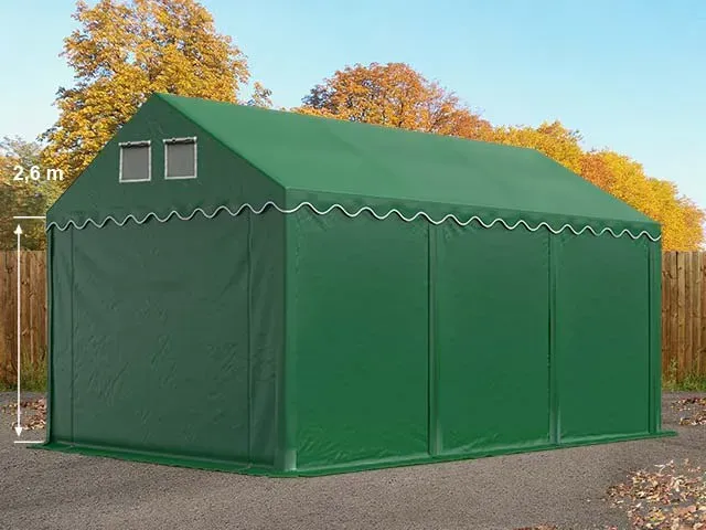 TOOLPORT  3x6 m Lagerzelt, PVC-Plane, dunkelgrün, mit Bodenrahmen, ohne Statik - (7701BL)