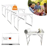 Premium Tapeziertisch weiß höhenverstellbar, mit verstärkter Tischplatte, Arbeitstisch 3-teilig