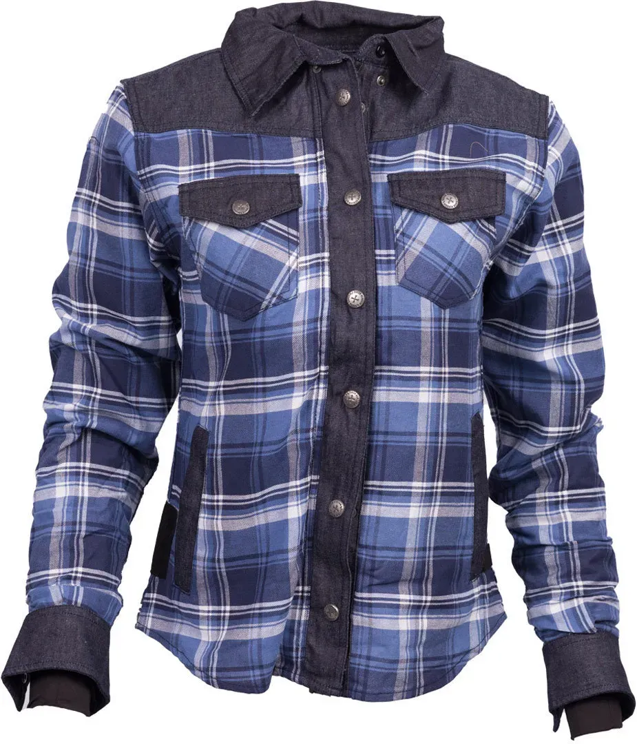 Queen Kerosin Troublemaker Blanko Adventure Dames Shirt, blauw, XL Voorvrouw