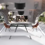 Stones Smokey - Ausziehbarer Tisch (160 / 240 x 90 cm) aus schwarzem Glas