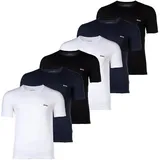 Boss Herren T-Shirt 6er Pack - RN 6P Classic, Rundhals, Kurzarm, Cotton, uni Schwarz/Blau/Weiß 2XL